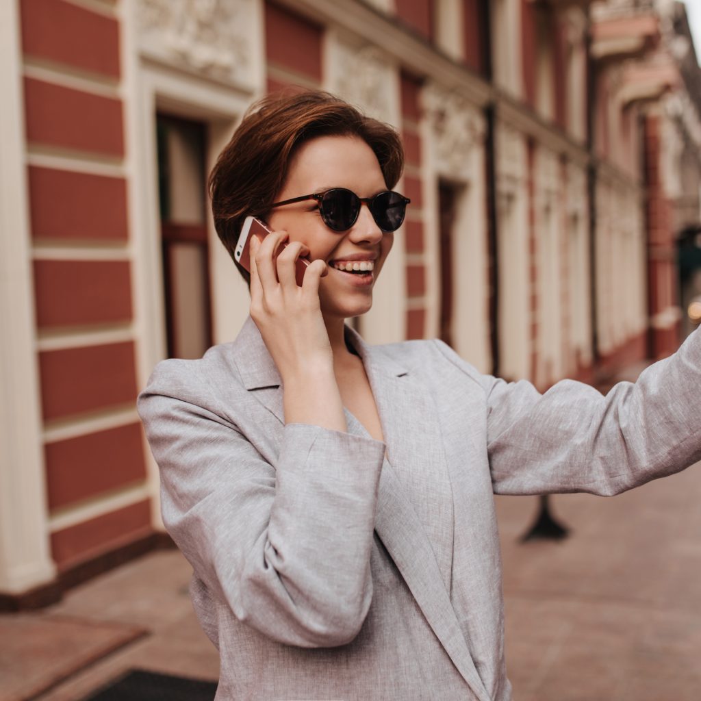 Woman answering a phone call